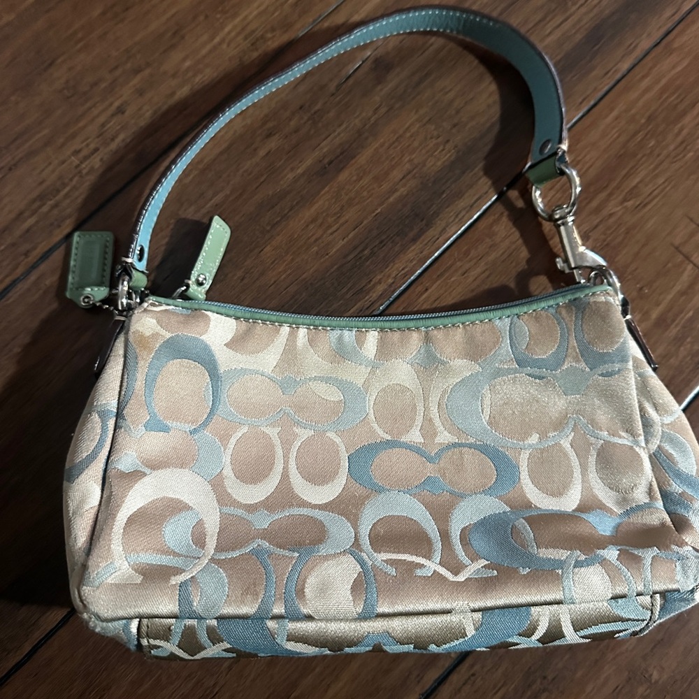 Y2K Small Blue and Tan Coach Vintage Purse